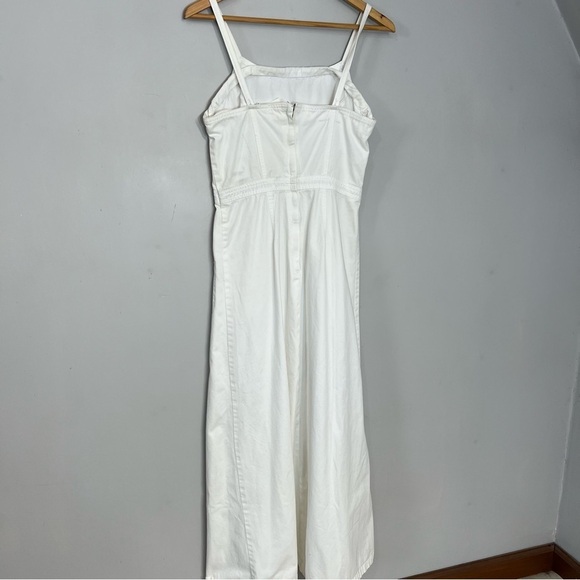 Vintage White Maxi Dress Adjustable Straps Cotton Minimalist Euro Vacay Sundress - Picture 6 of 10